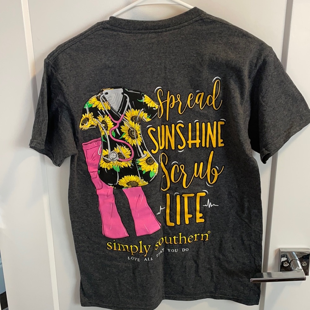 Simply Southern gray tee, small